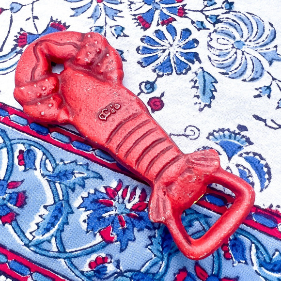 Department 56 Lobster Cast Iron Bottle Opener Red Vintage Coastal Beach Home - Picture 2 of 5